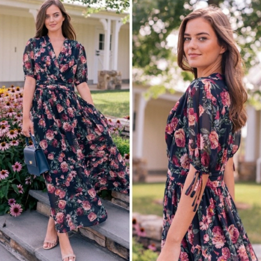 Gal Meets Glam Floral Chiffon Maxi Dress